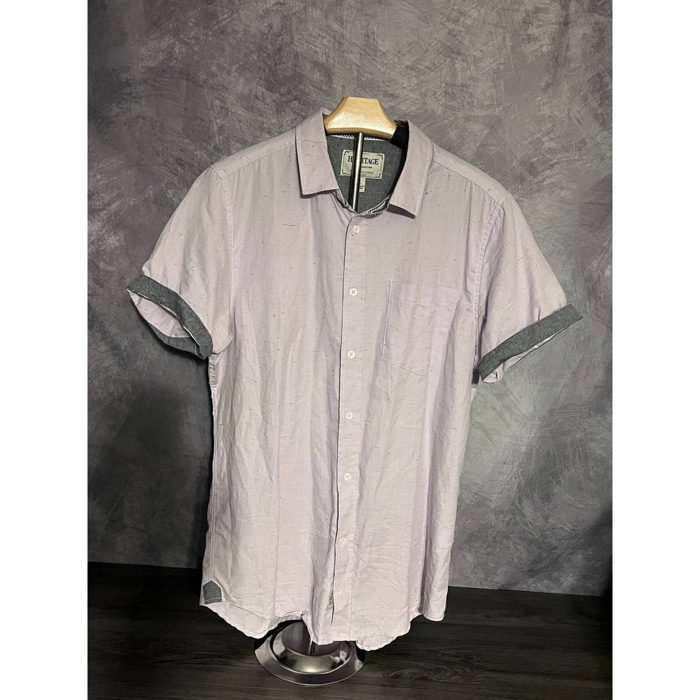 Heritage Report Collection Slim Fit Short Sleeve Lavender Lilac Speckled Size L